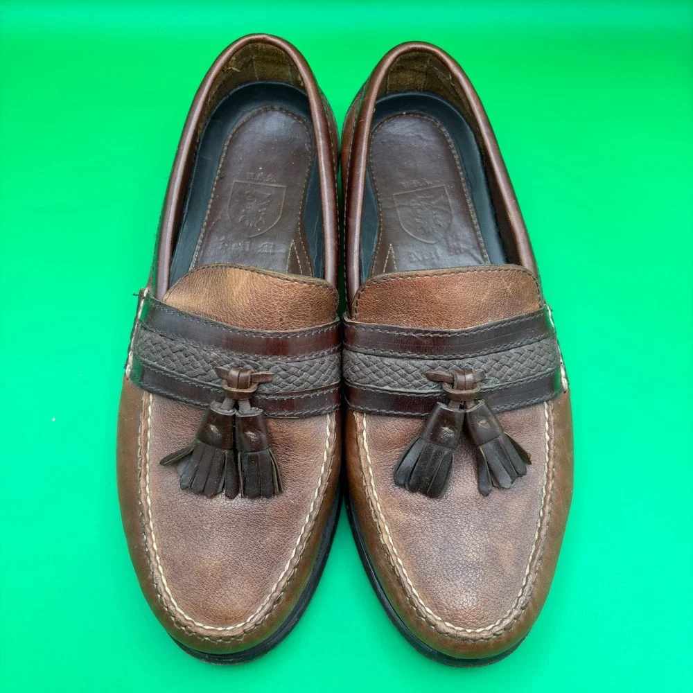VTG 90s Neil M Kiltie Tassel Loafers Mens 10 Brown Leather USA Made Dress Shoes